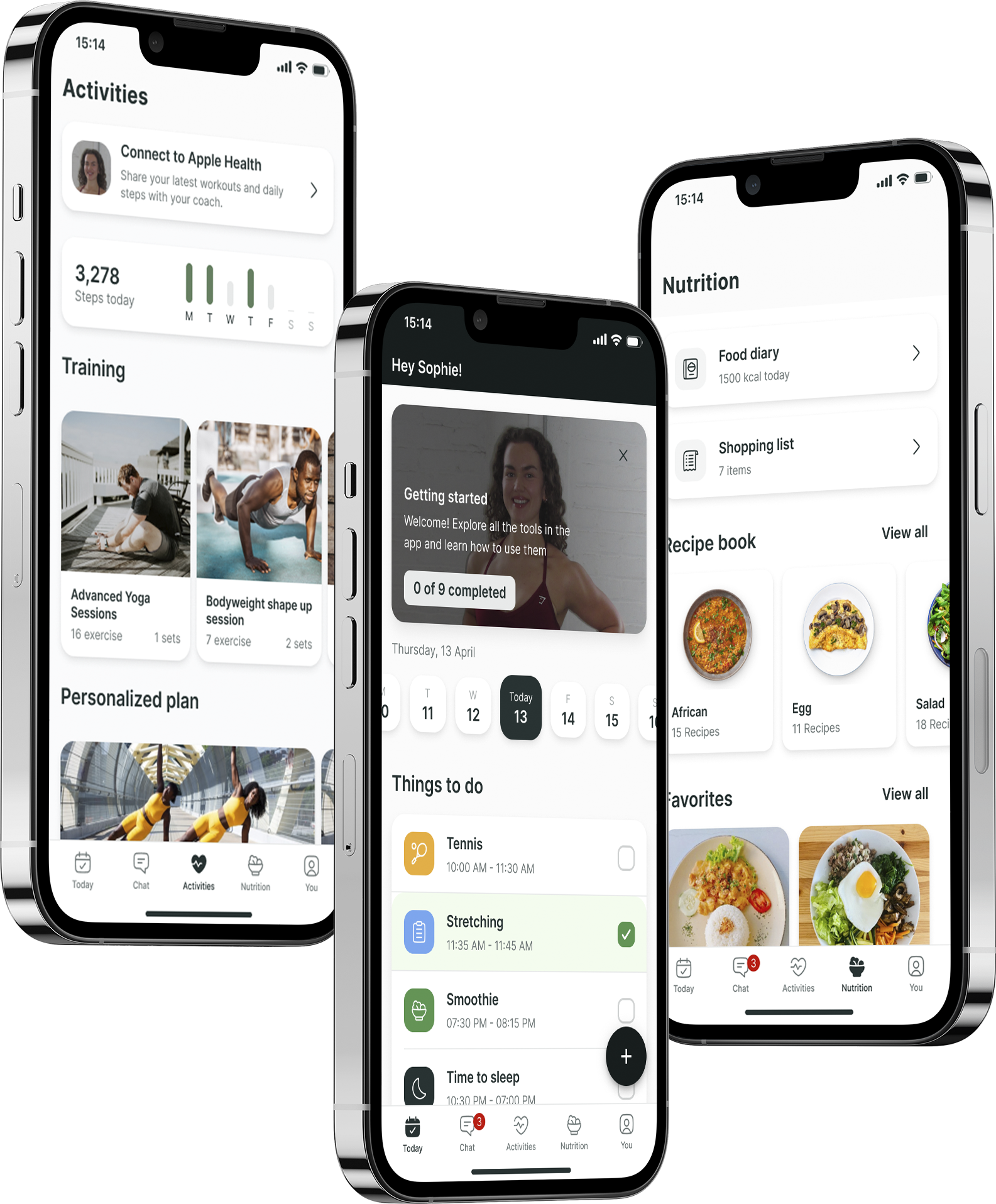 A mockup of the coaching app showcasing the features.